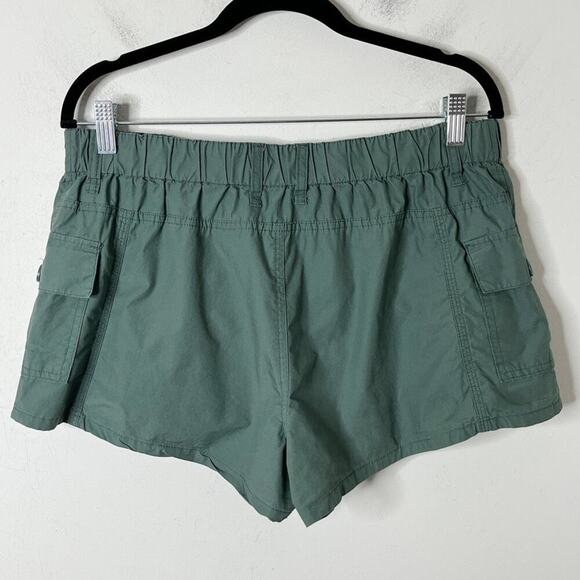 Forever 21 Women's Utility Shorts L Green High Rise Cargo Pockets Elastic Waist - Picture 3 of 6